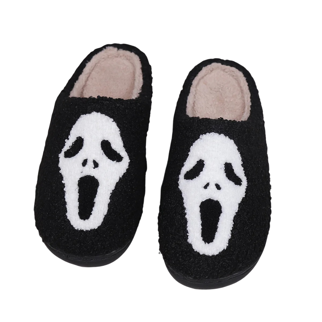 Halloween Ghost Mask Soft Plush Slippers 