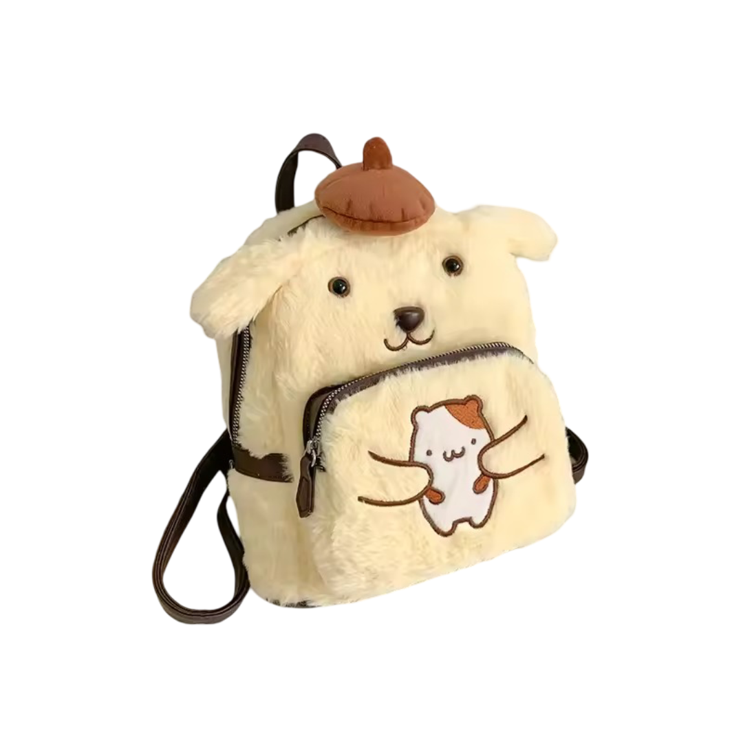 Cartoon Sanrio Pompompurin Plush Backpack