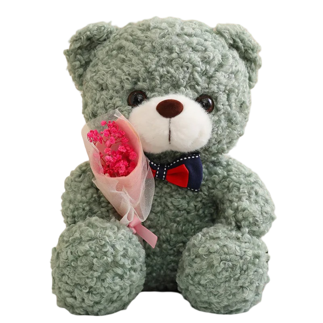 25cm Teddy Bear Plush Toy With Bouquet 25cm Teddy Bear Plush Toy With Bouquet