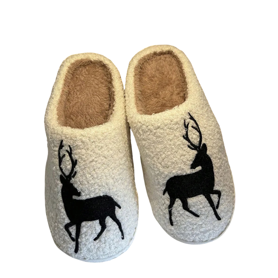 Christmas Elk Plush Slippers Christmas Elk Plush Slippers