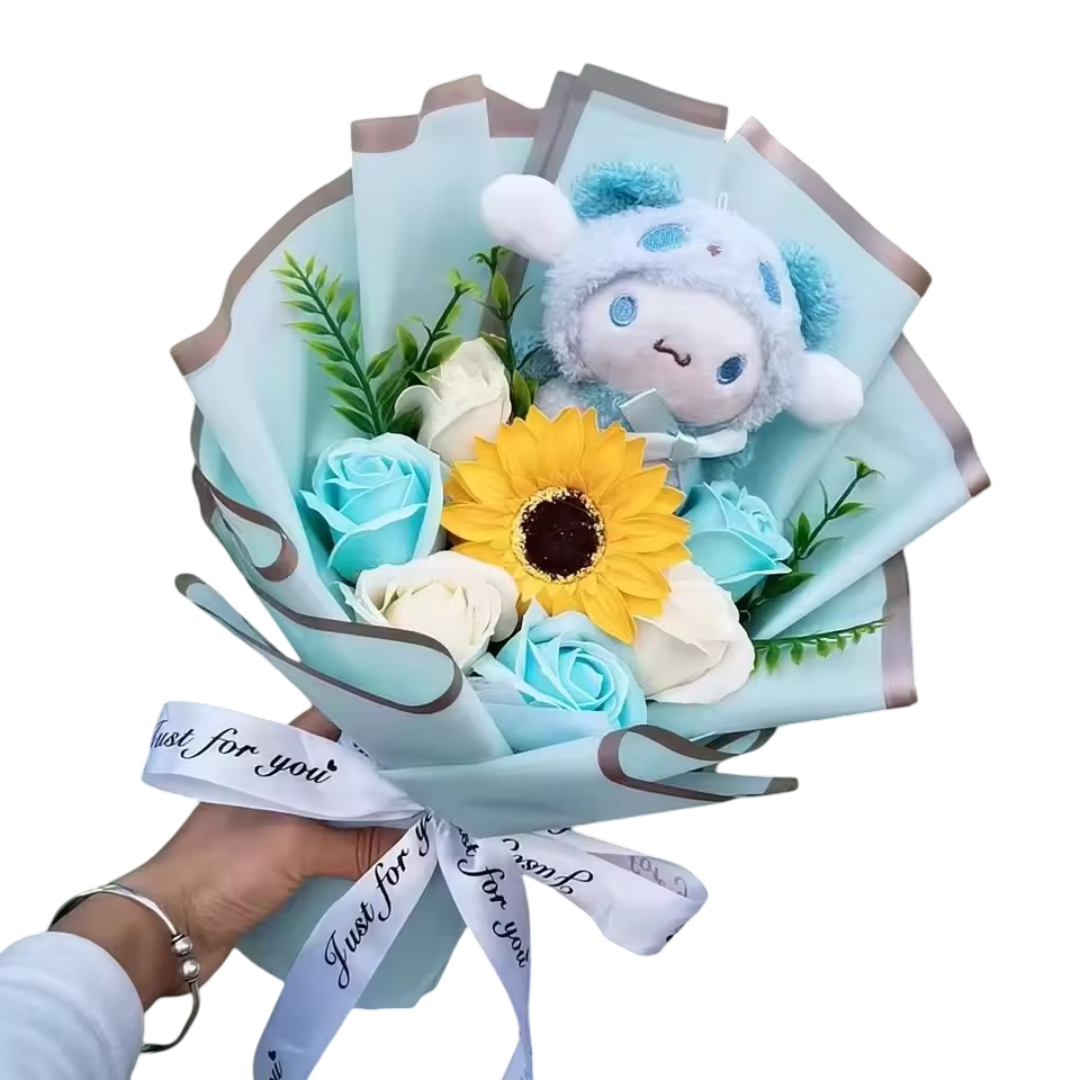 Sanrio Anime Cinnamoroll With Flowers Plush Bouquet Sanrio Anime Cinnamoroll With Flowers Plush Bouquet