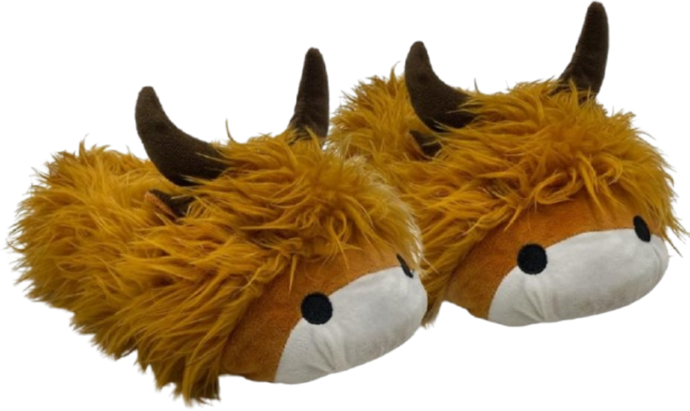 28cm Animal Highland Cow Soft Plush Slippers