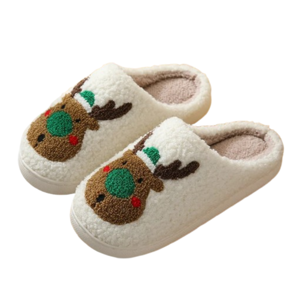 Christmas Reindeer Soft Stuffed Plush Slippers