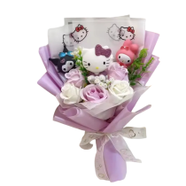 35cm Sanrio Cartoon Character With Flowers Plush Bouquet